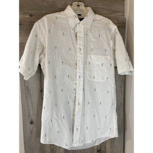 IZOD Mens Golf White Polo Shirt Short Sleeve w/ Pocket Golfer Pattern - Size M